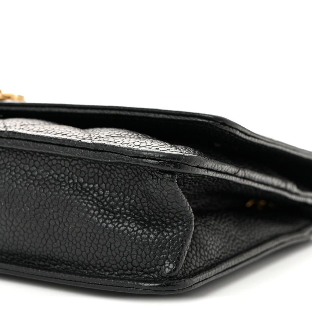 Chanel Caviar Quilted Boy Wallet On Chain WOC Black