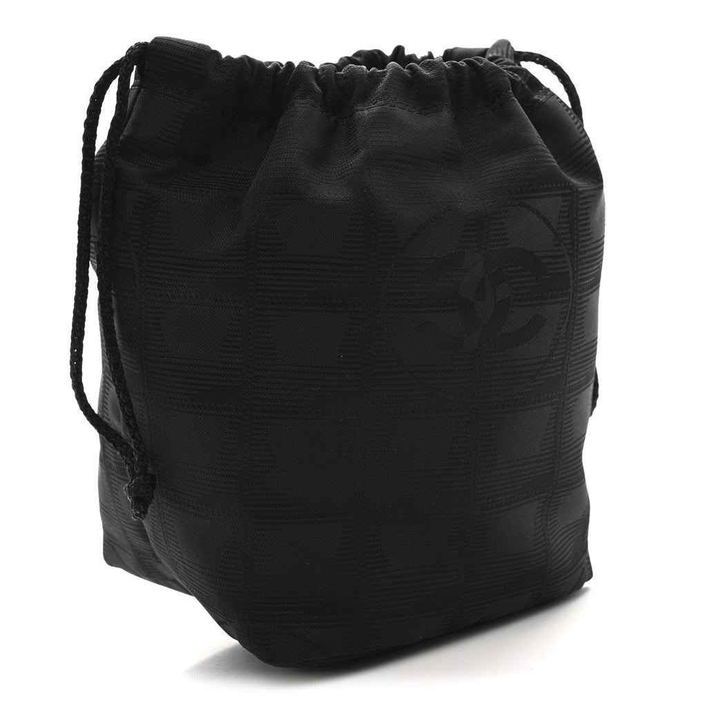 Chanel Nylon Travel Drawstring Bag Black