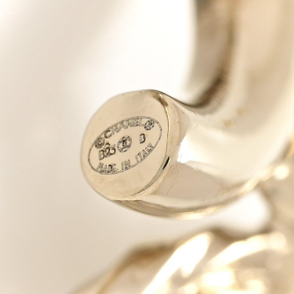 Metal Crystal CC Hoop Drop Earrings Gold