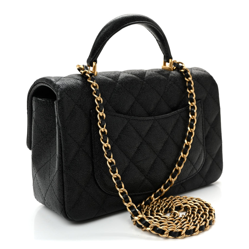 Chanel Caviar Quilted Mini Top Handle Rectangular Flap Black