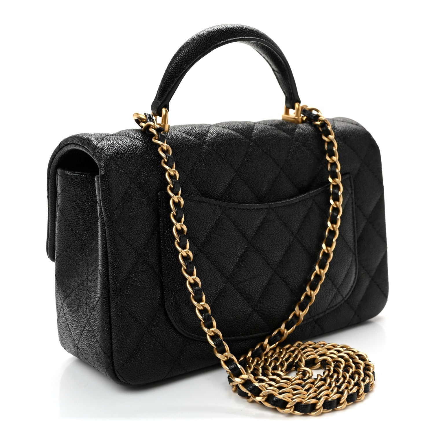 Chanel Caviar Quilted Mini Top Handle Rectangular Flap Black