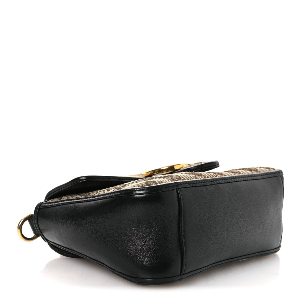 Gucci Monogram Azalea Calfskin Matelasse Diagonal Mini GG Marmont Top Handle Shoulder Bag Beige Ebony Black