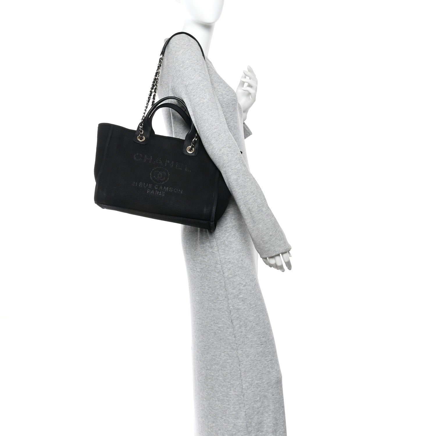 Chanel Mixed Fibers Small Deauville Tote Black