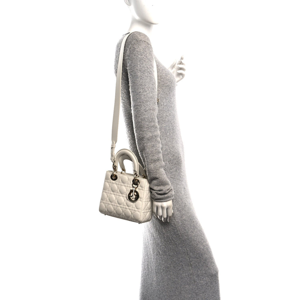 Christian Dior Lambskin Cannage Small My ABCDior Lady Dior White