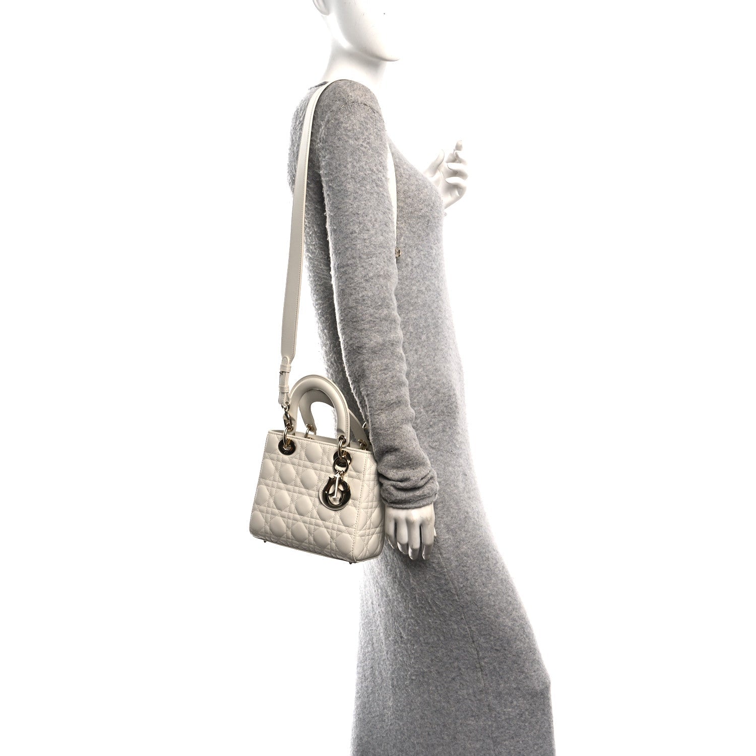 Christian Dior Lambskin Cannage Small My ABCDior Lady Dior White
