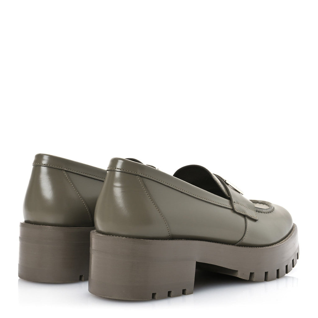 Calfskin Metal CC Loafers 40 Khaki