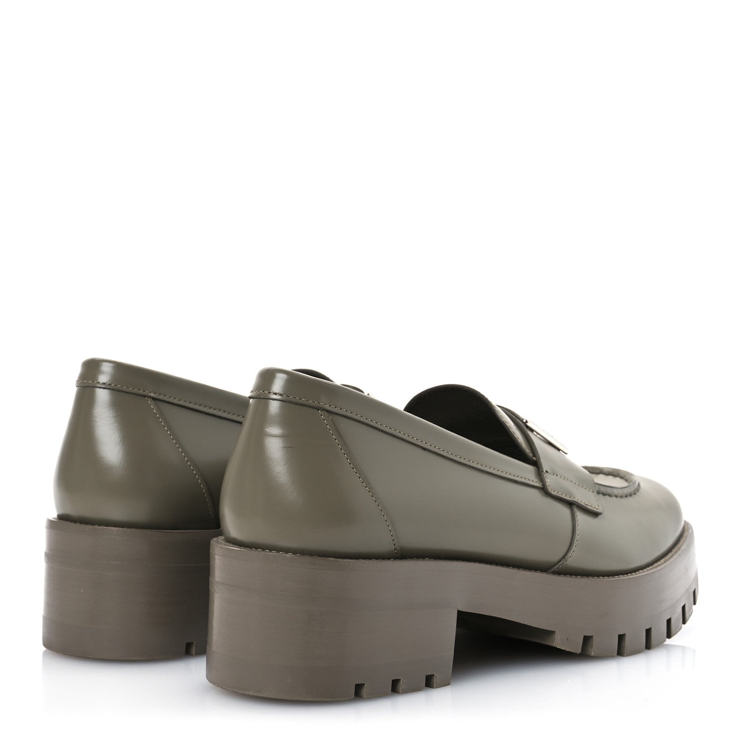 Calfskin Metal CC Loafers 40 Khaki