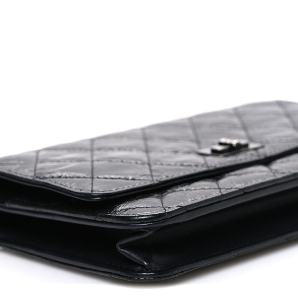 Chanel Glazed Aged Calfskin Reissue Wallet On Chain WOC So Black