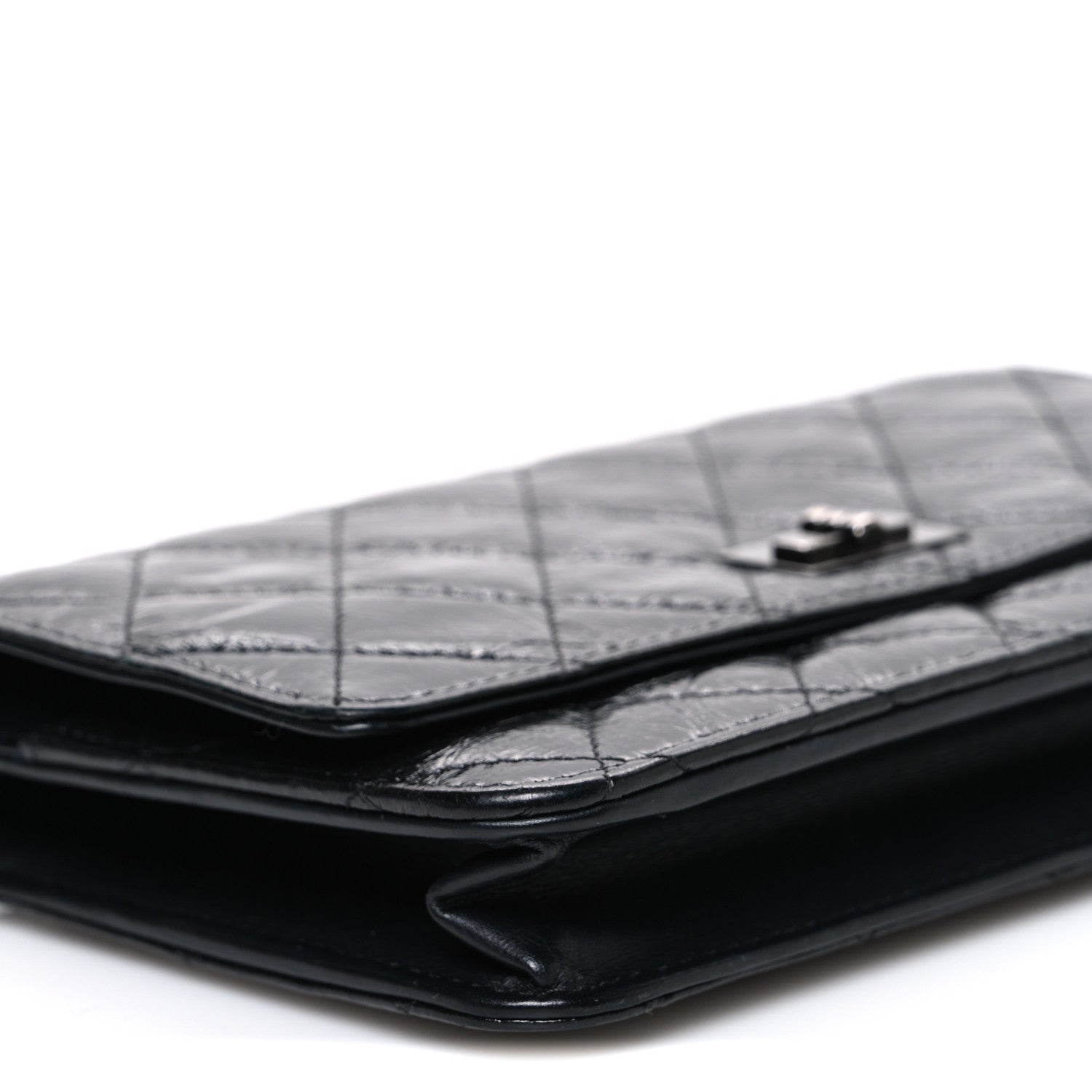 Chanel Glazed Aged Calfskin Reissue Wallet On Chain WOC So Black
