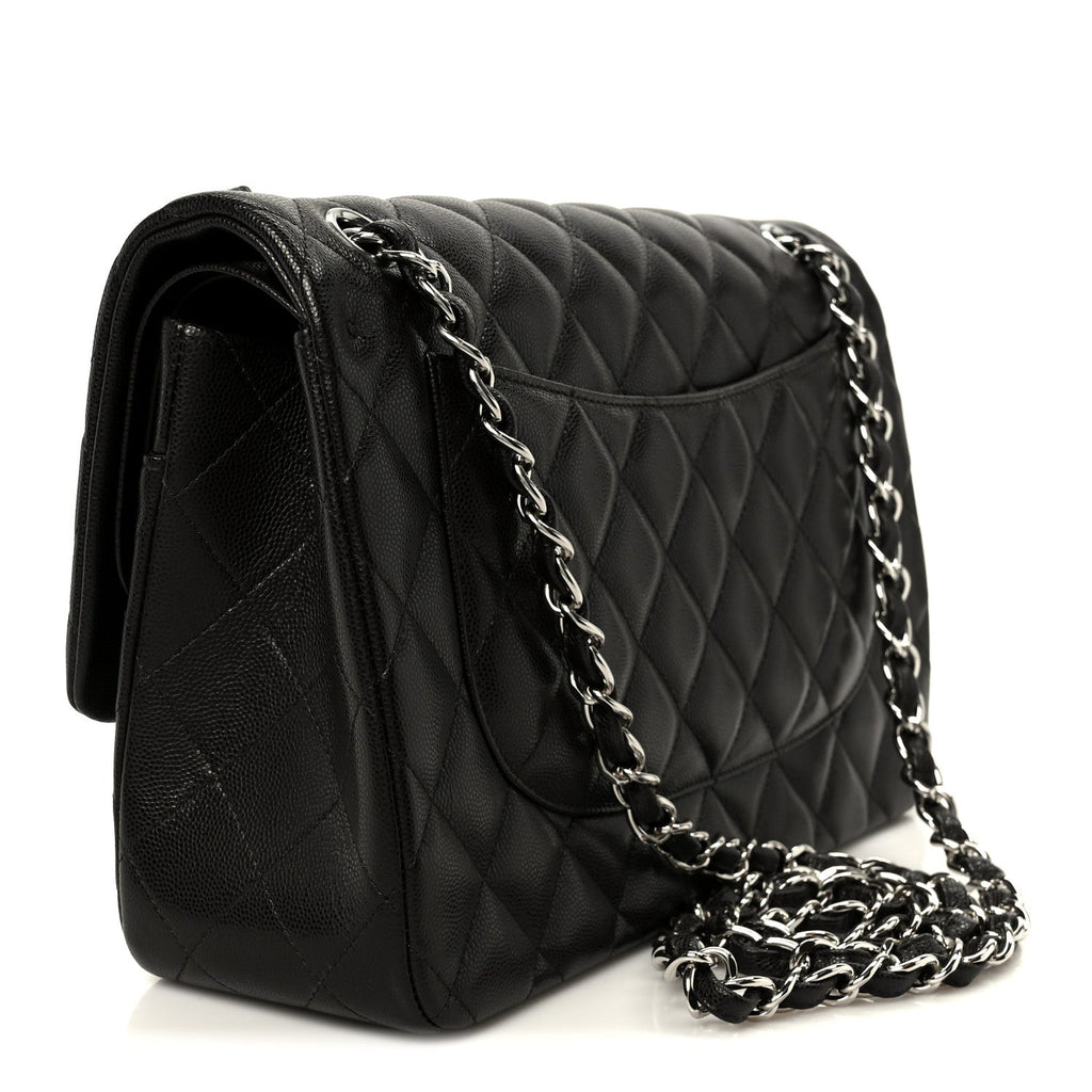 Chanel Caviar Quilted Jumbo Double Flap Dark Brown