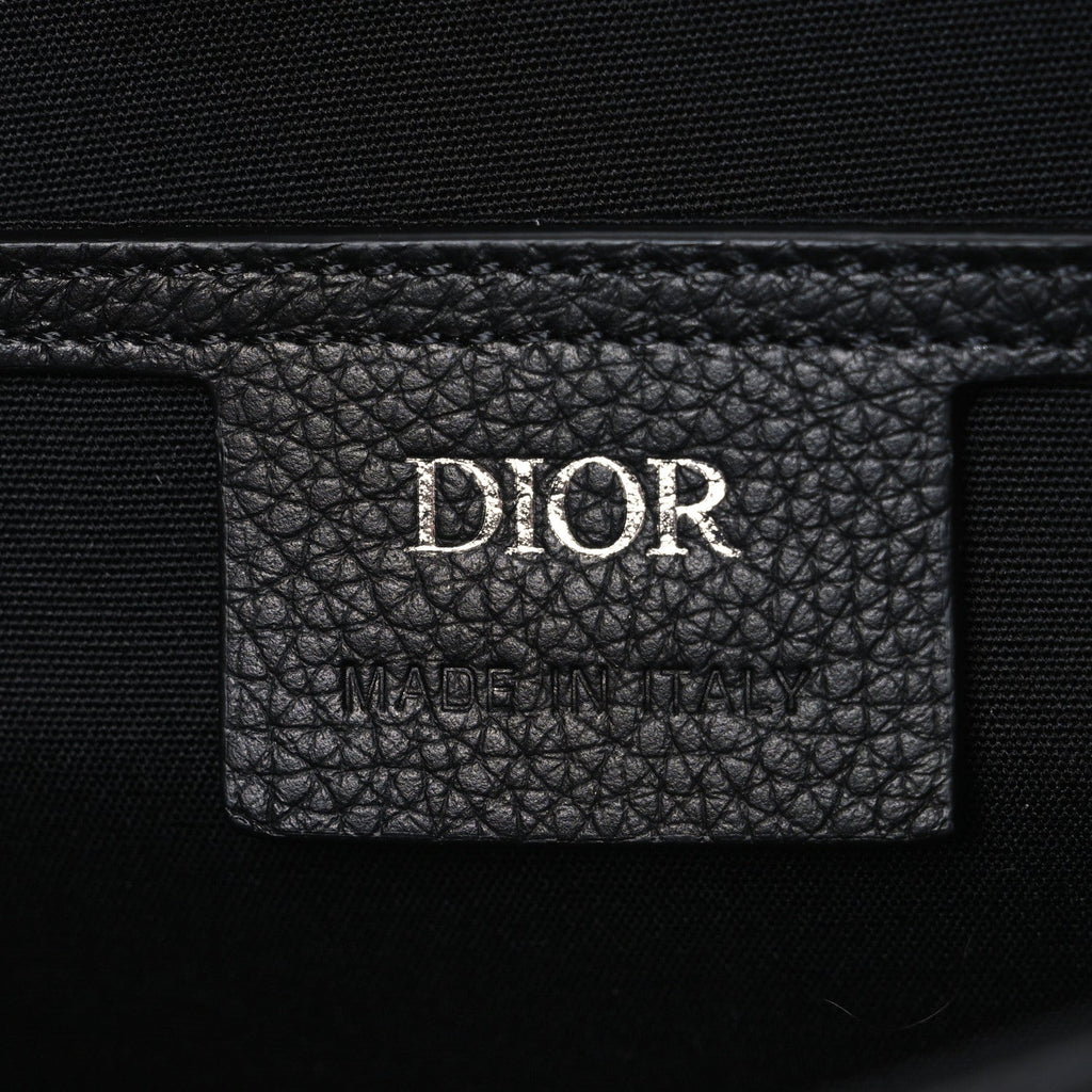Christian Dior Grained Calfskin Saddle Messenger Bag Black