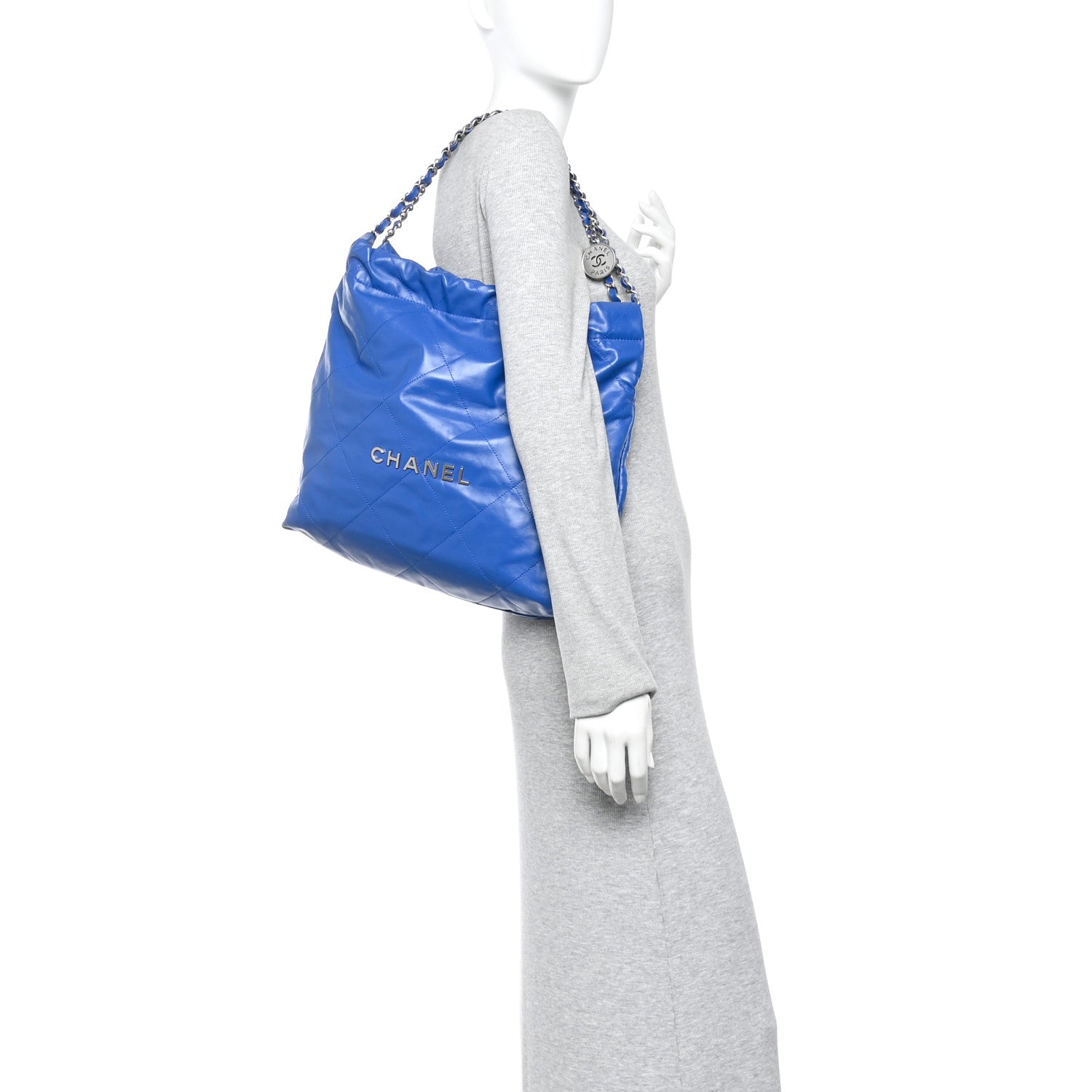 Chanel Shiny Calfskin Quilted Chanel 22 Blue