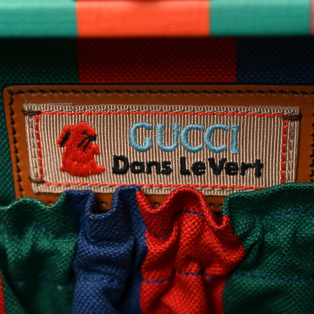 Gucci X DANS LE VERT GG Supreme Monogram Cuoio Web Mini Retro Interlocking G Savoy Top Handle Beauty Case Beige Rosso Ebony Harness  Brown