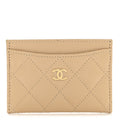 Caviar Quilted Card Holder Beige