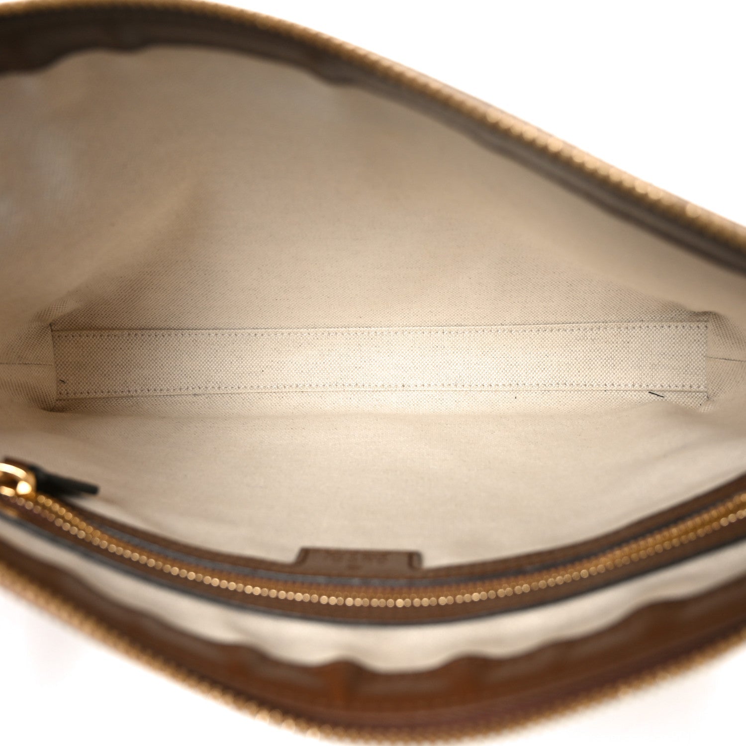 Gucci GG Supreme Monogram Azalea Calfskin Retro Interlocking G Wristlet Messenger Bag Beige Ebony Brown Sugar
