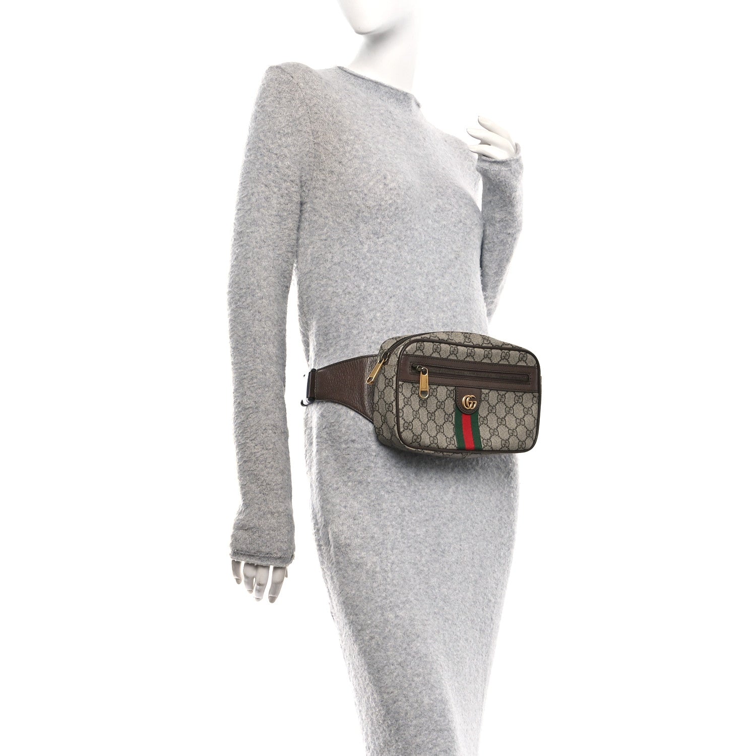Gucci Soft GG Supreme Monogram Medium Ophidia Belt Bag Dark Brown