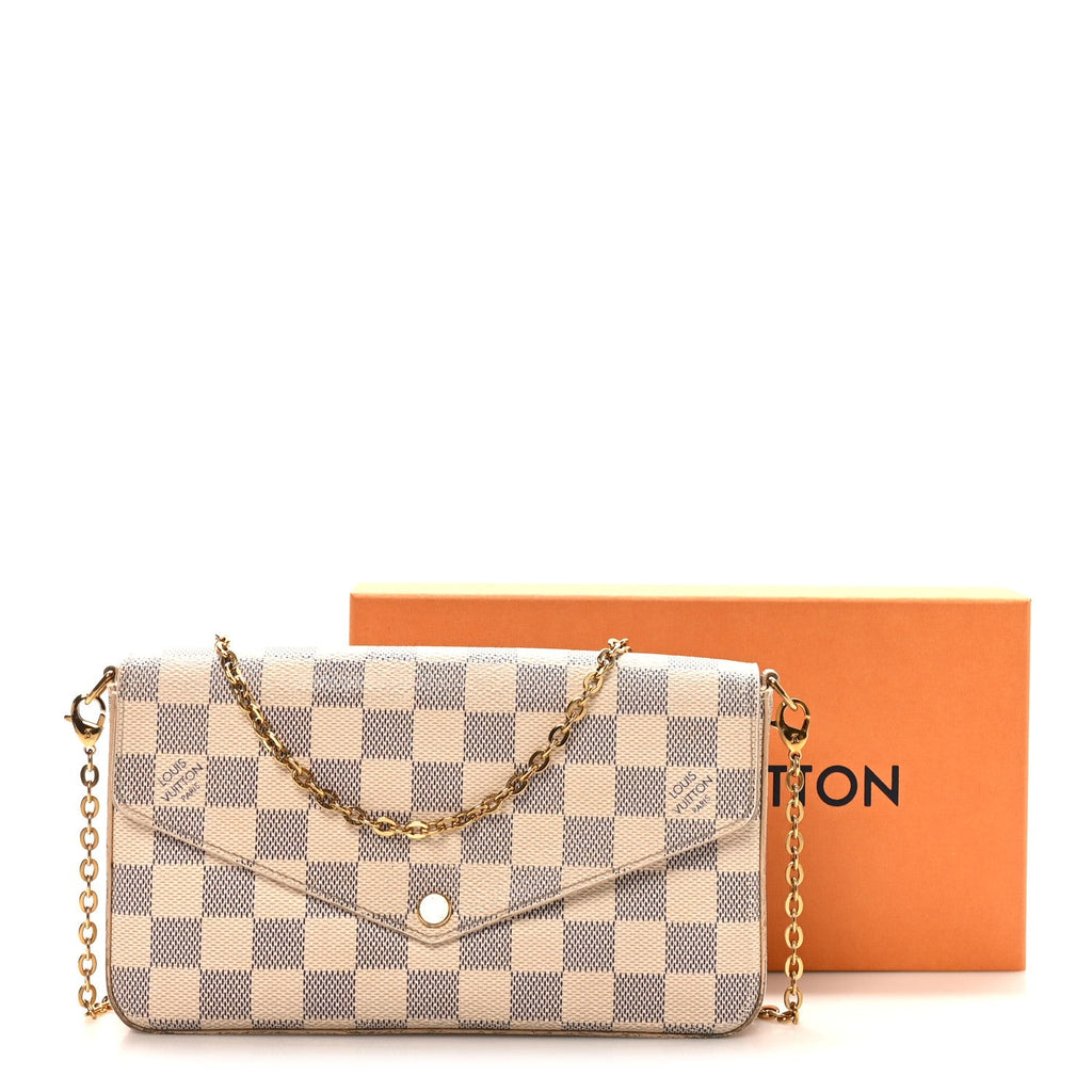 Louis Vuitton Damier Azur Pochette Felicie Chain Wallet Rose Ballerine