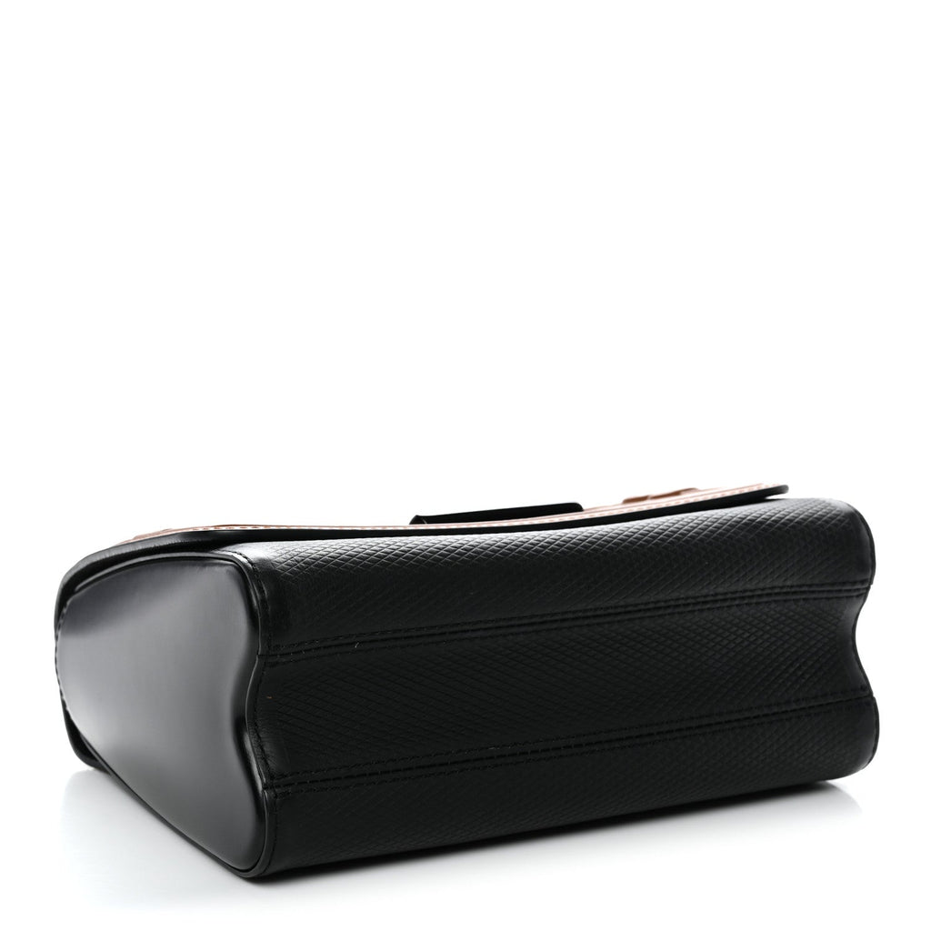 Louis Vuitton Calfskin Trompe L'oeil Twist Shoulder Bag MM Black Brown