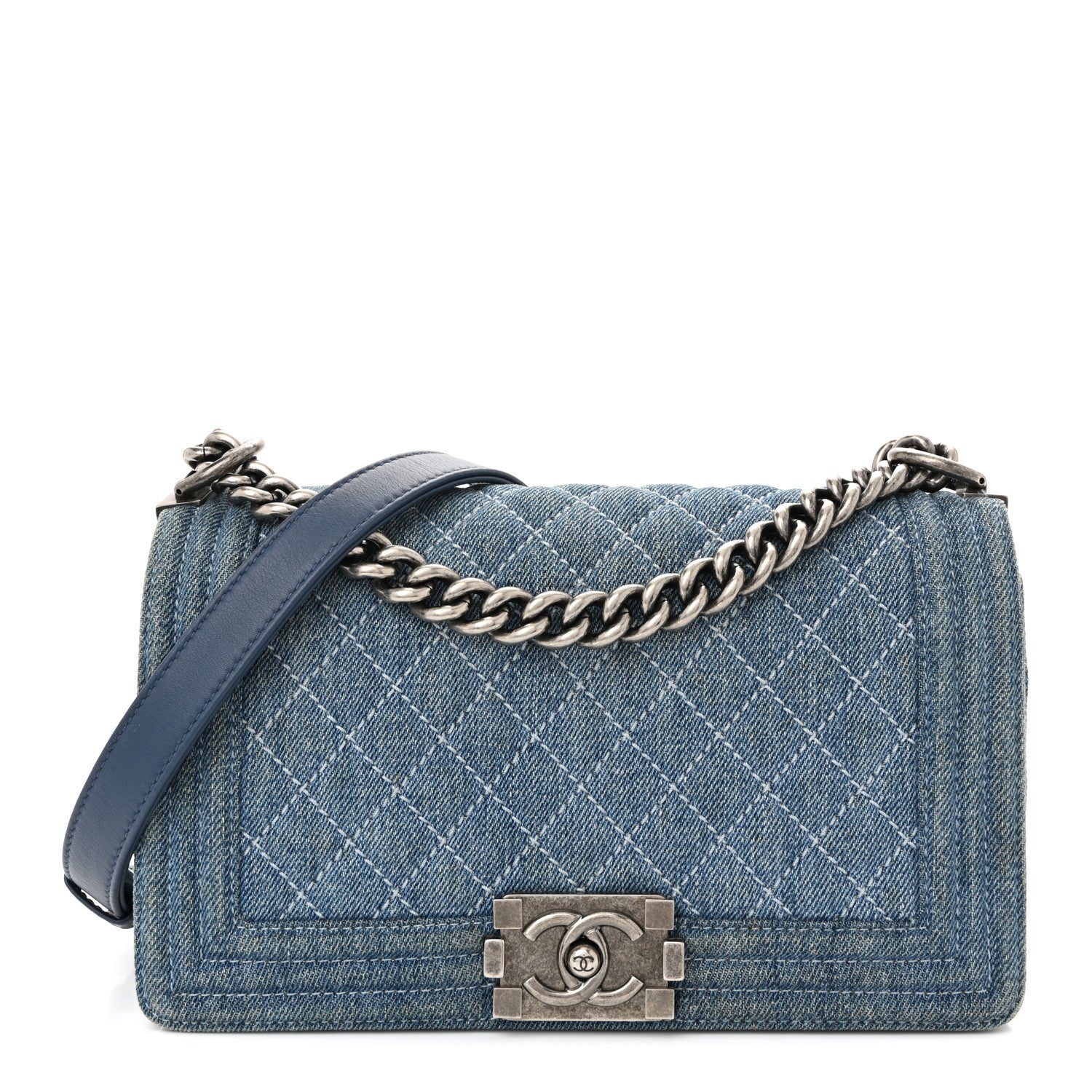Chanel Denim Quilted Medium Boy Flap Blue