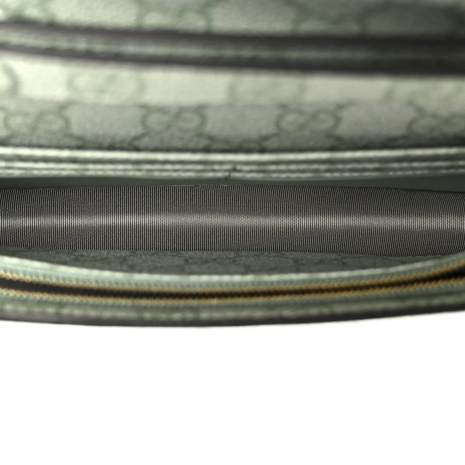 Gucci GG Supreme Monogram Textured Calfskin Emblem Wallet On Chain Sage Green