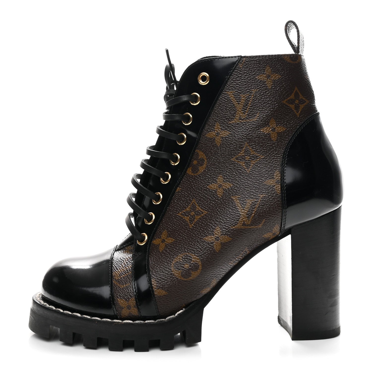 Louis Vuitton Patent Calfskin Monogram Star Trail Ankle Boots 39 Black