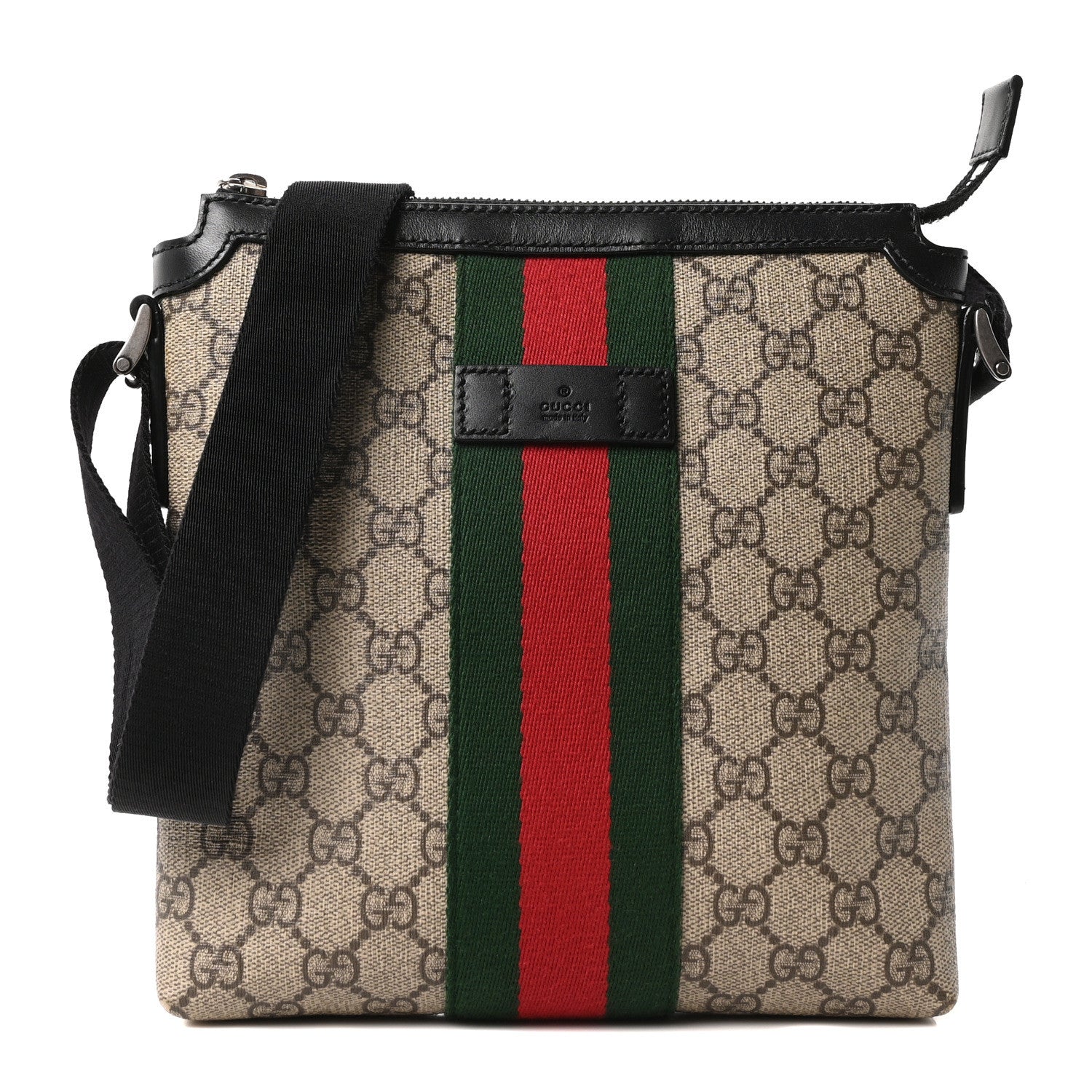 Gucci GG Supreme Monogram Web Messenger Bag Black