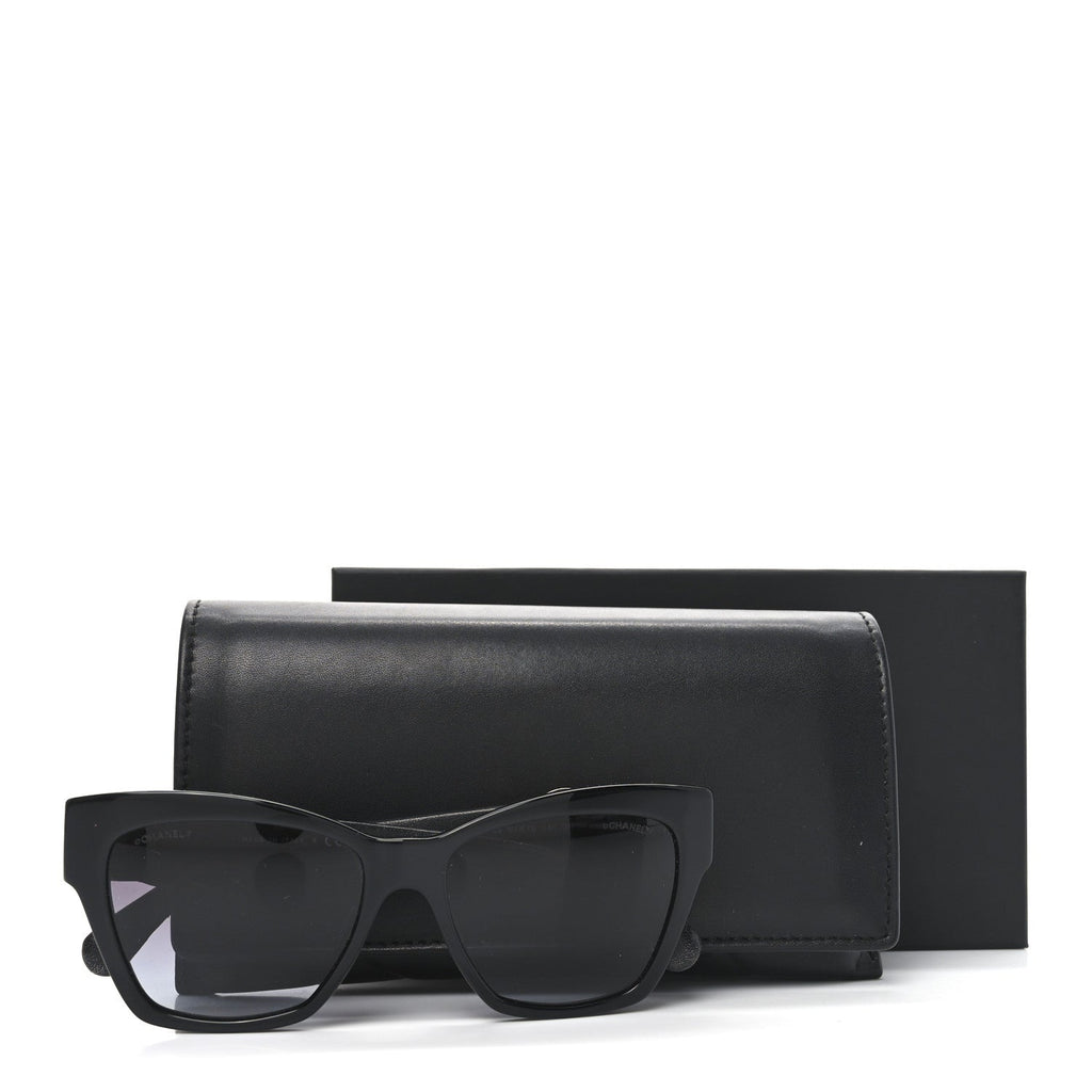 Acetate Square Cat Eye CC Sunglasses 5456-Q-A Black