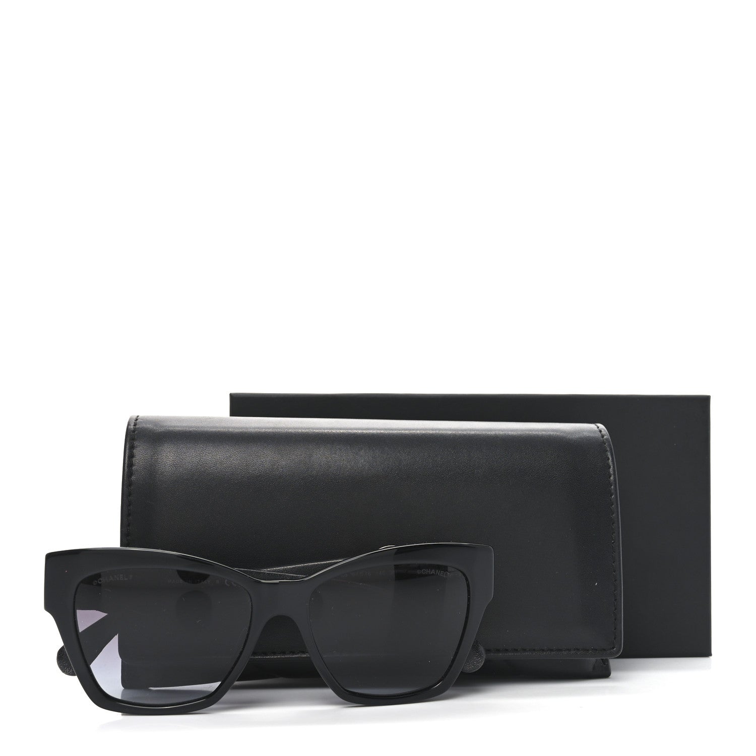 Acetate Square Cat Eye CC Sunglasses 5456-Q-A Black