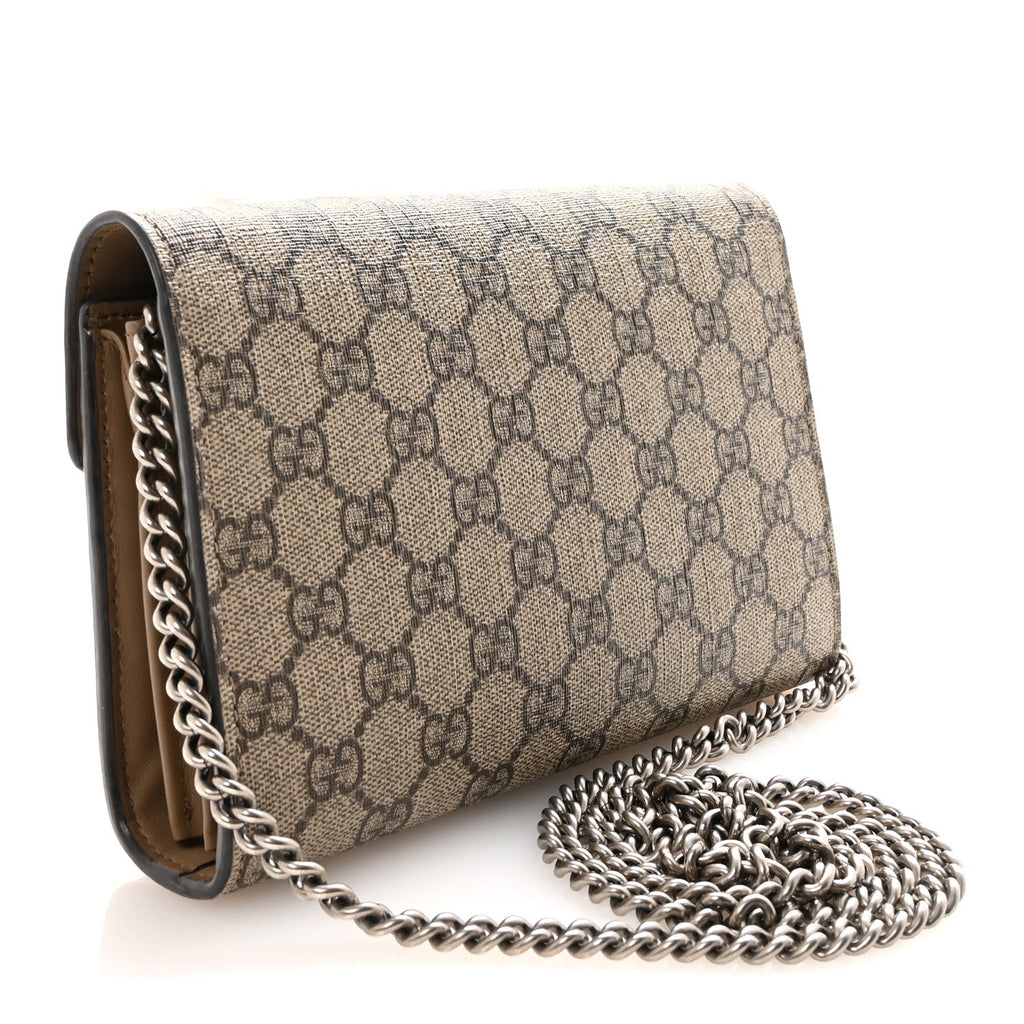 Gucci GG Supreme Monogram Mini Dionysus Chain Wallet Beige Taupe