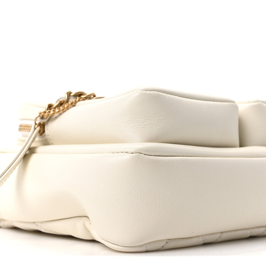 Chanel Calfskin Quilted Small Camera Case White