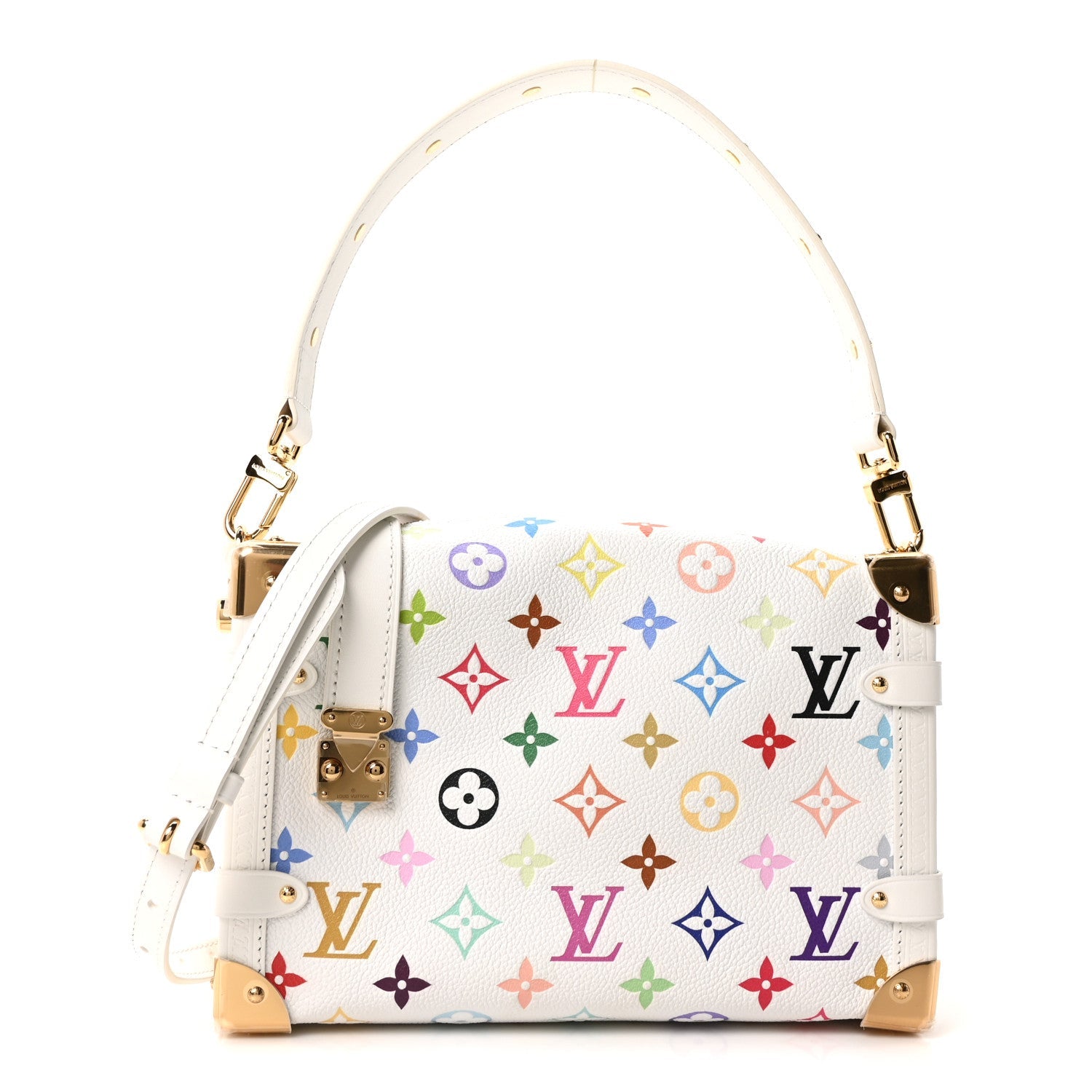 Louis Vuitton LV x TM Cowhide Monogram Multicolor Side Trunk MM White