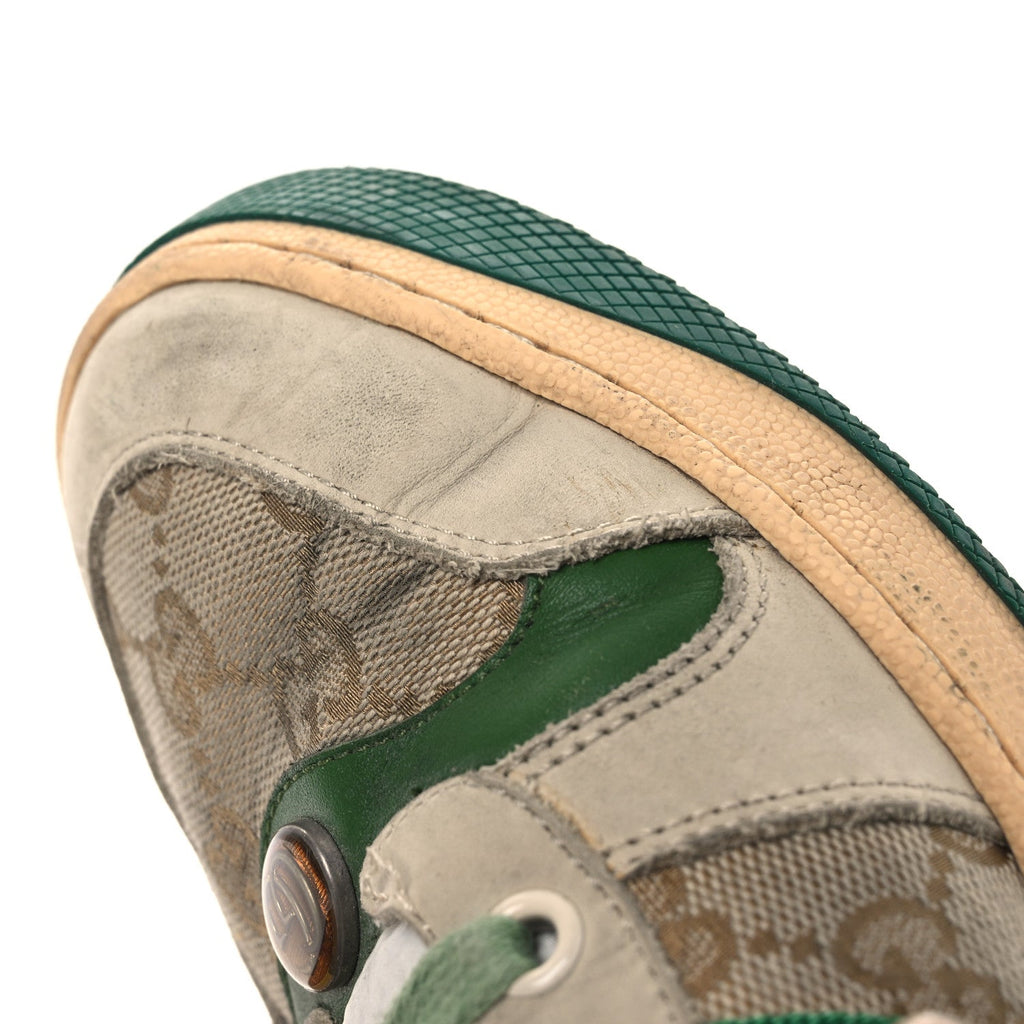 Gucci GG Monogram Nubuck Web Womens Screener Sneakers 40 New Sand Dusty Milk Vintage Green