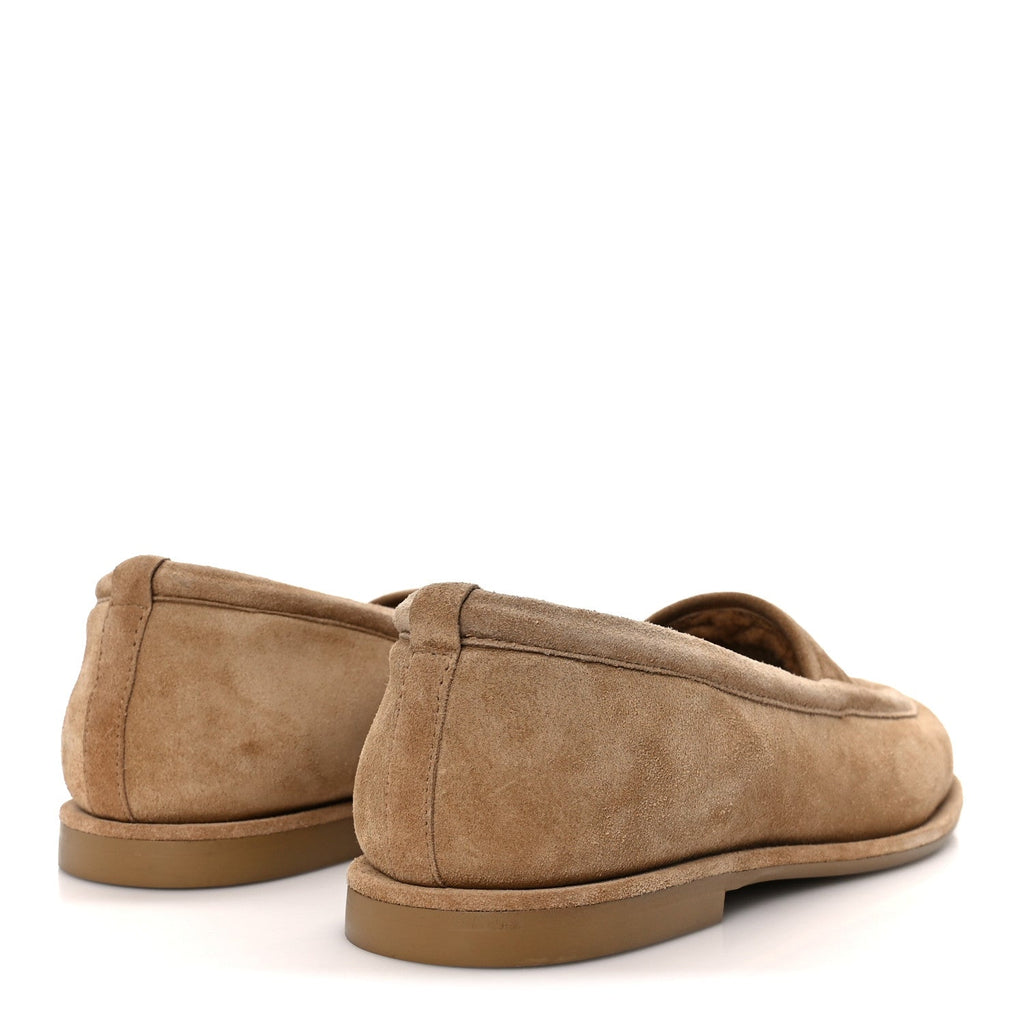 Chanel Suede Calfskin CC Loafers 36 Dark Beige