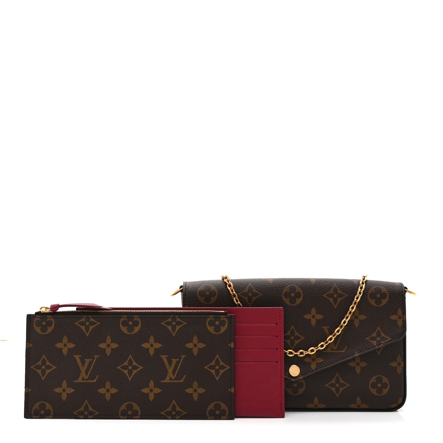 Louis Vuitton Monogram Pochette Felicie Chain Wallet Fuchsia