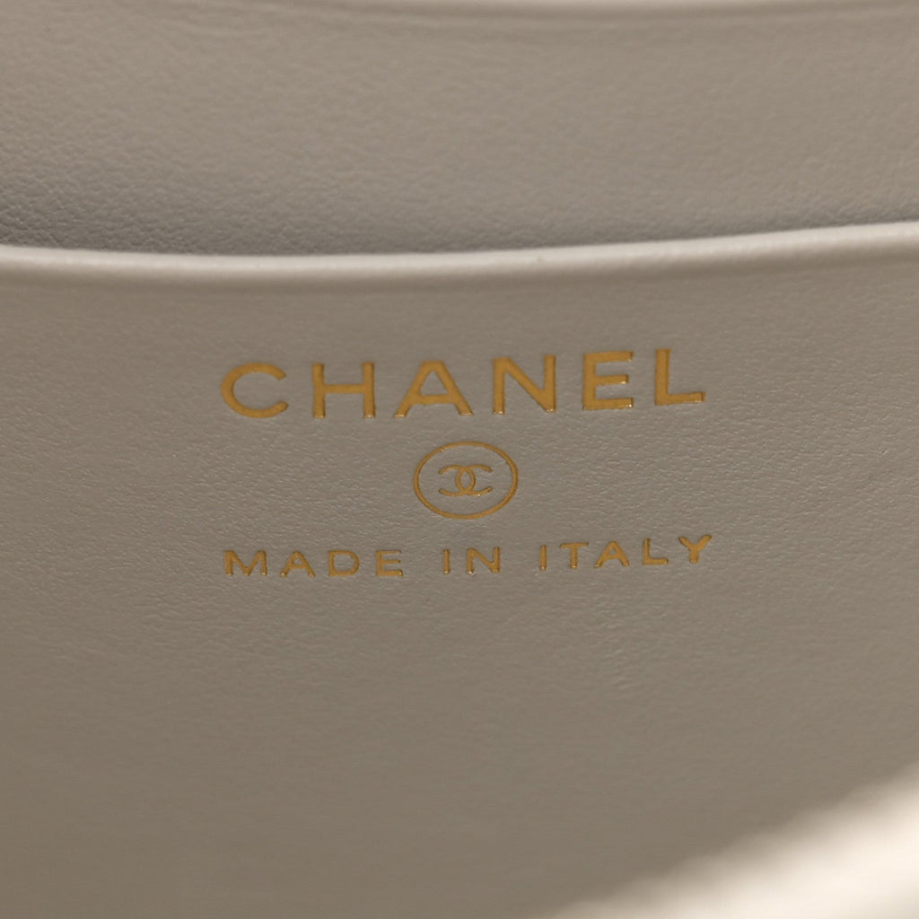 Chanel Caviar Quilted Classic Clutch With Chain Light Grey