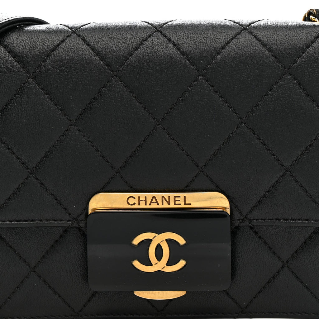 Chanel Sheepskin Quilted Mini Beauty Lock Flap Black
