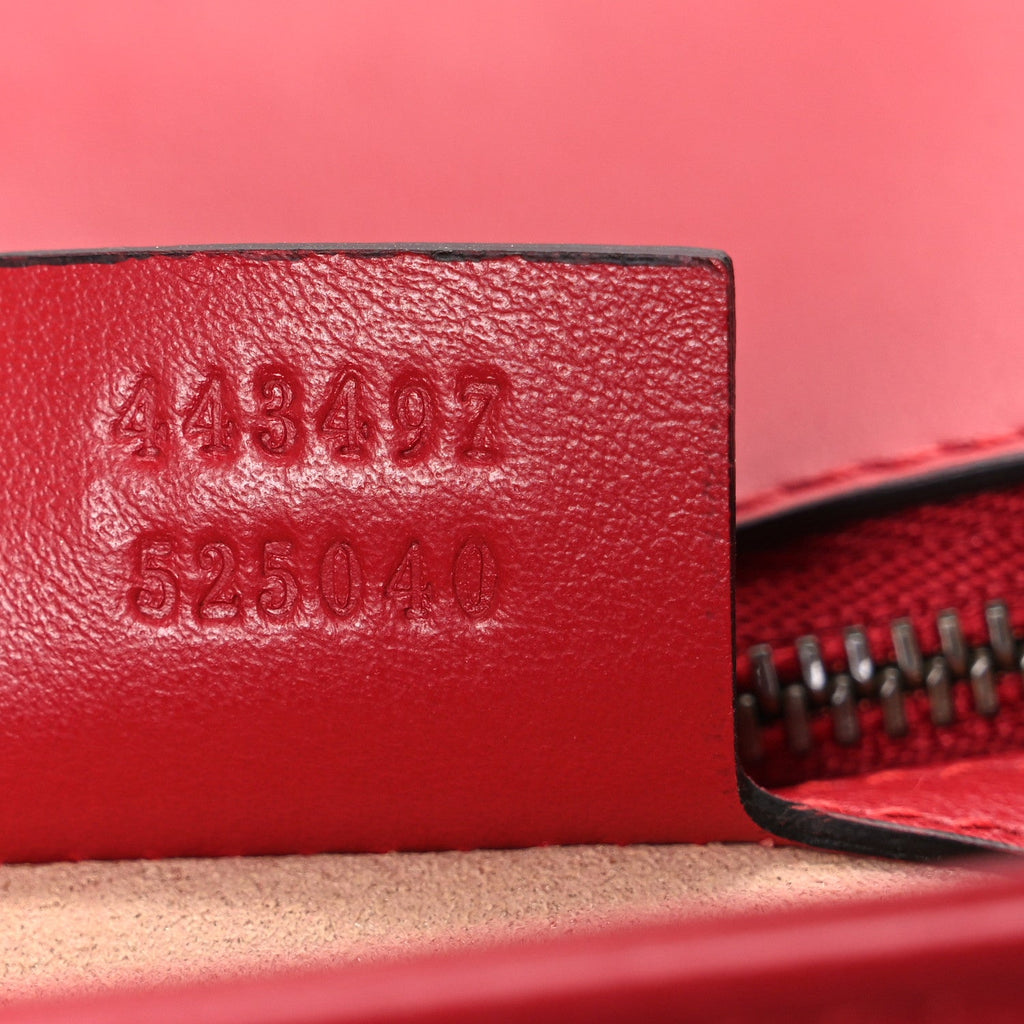 Gucci Calfskin Matelasse Small GG Marmont Shoulder Bag Hibiscus Red