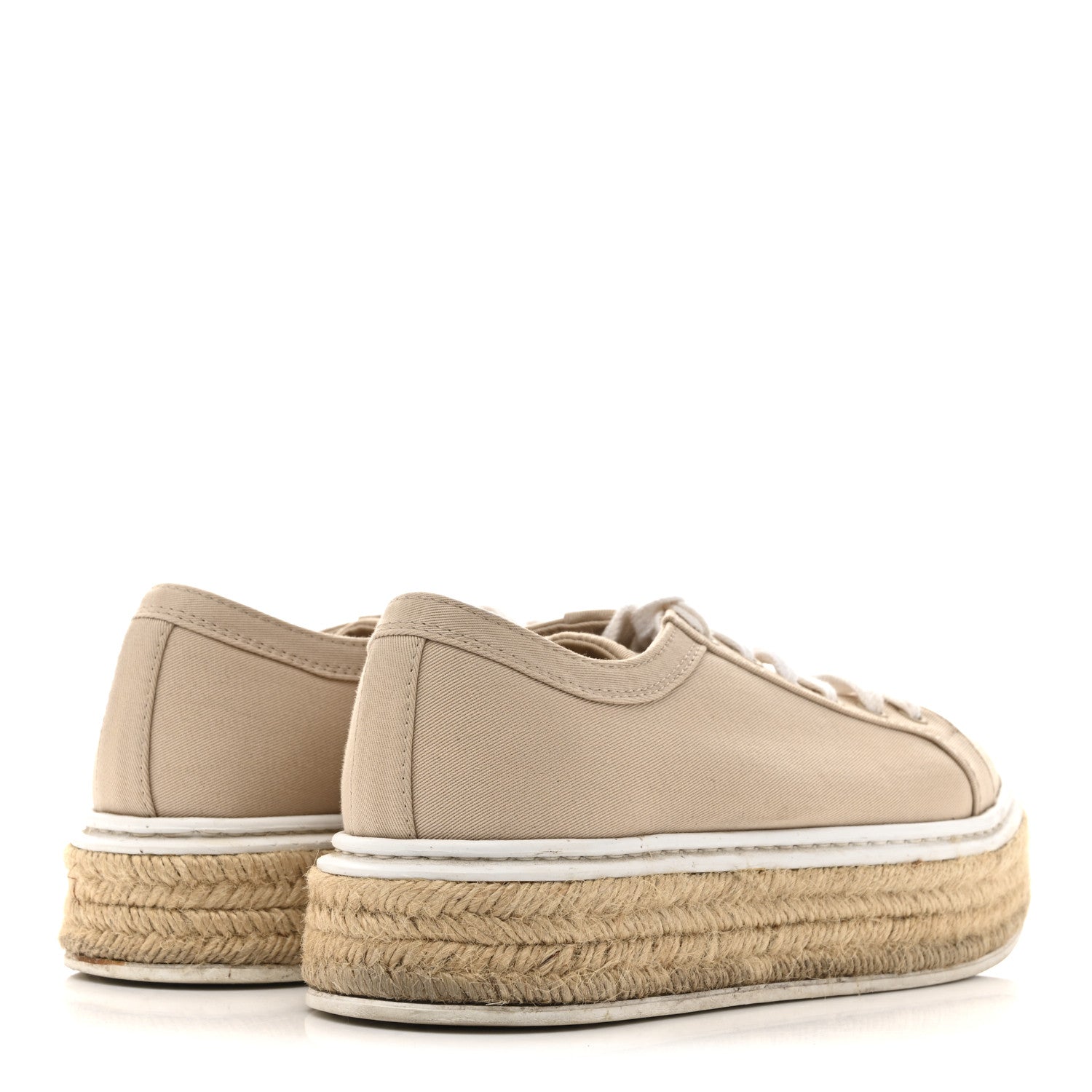 Prada Canvas Gabardine Espadrille 45mm Platform Sneakers 37.5 Corda