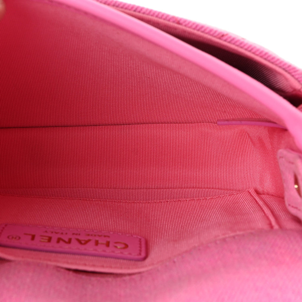Chanel Denim Quilted Mini Messenger Flap Neon Pink