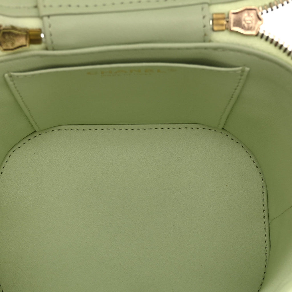 Chanel Lambskin Quilted Trendy Vanity Case Sea Green
