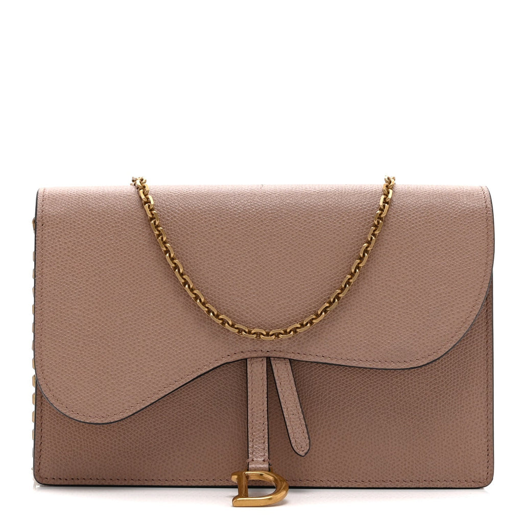 Christian Dior Grained Calfskin Saddle Chain Pouch Blush