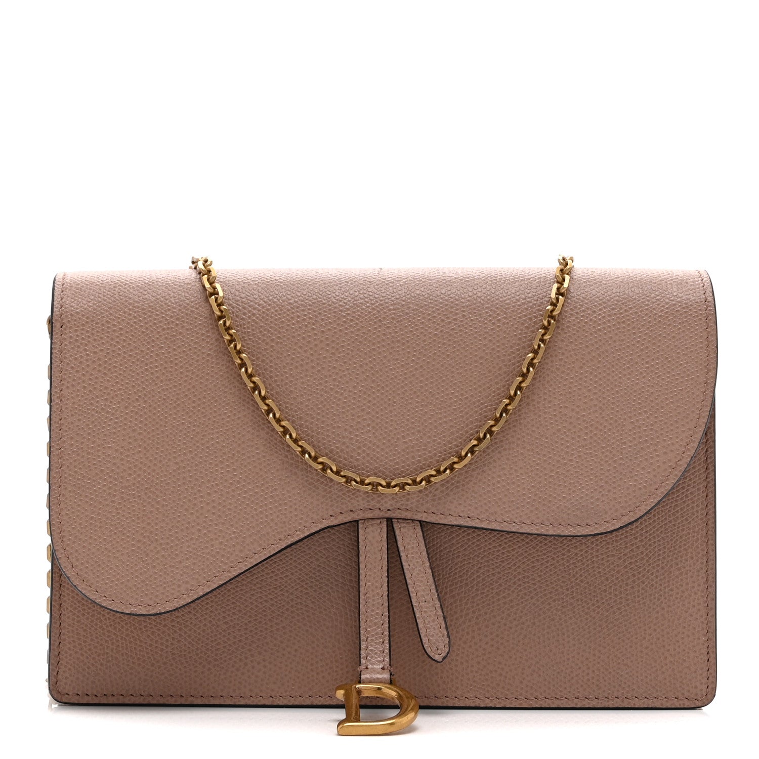 Christian Dior Grained Calfskin Saddle Chain Pouch Blush