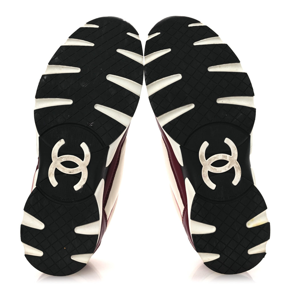 Calfskin CC Sneakers 38.5 Light Burgundy White Pink