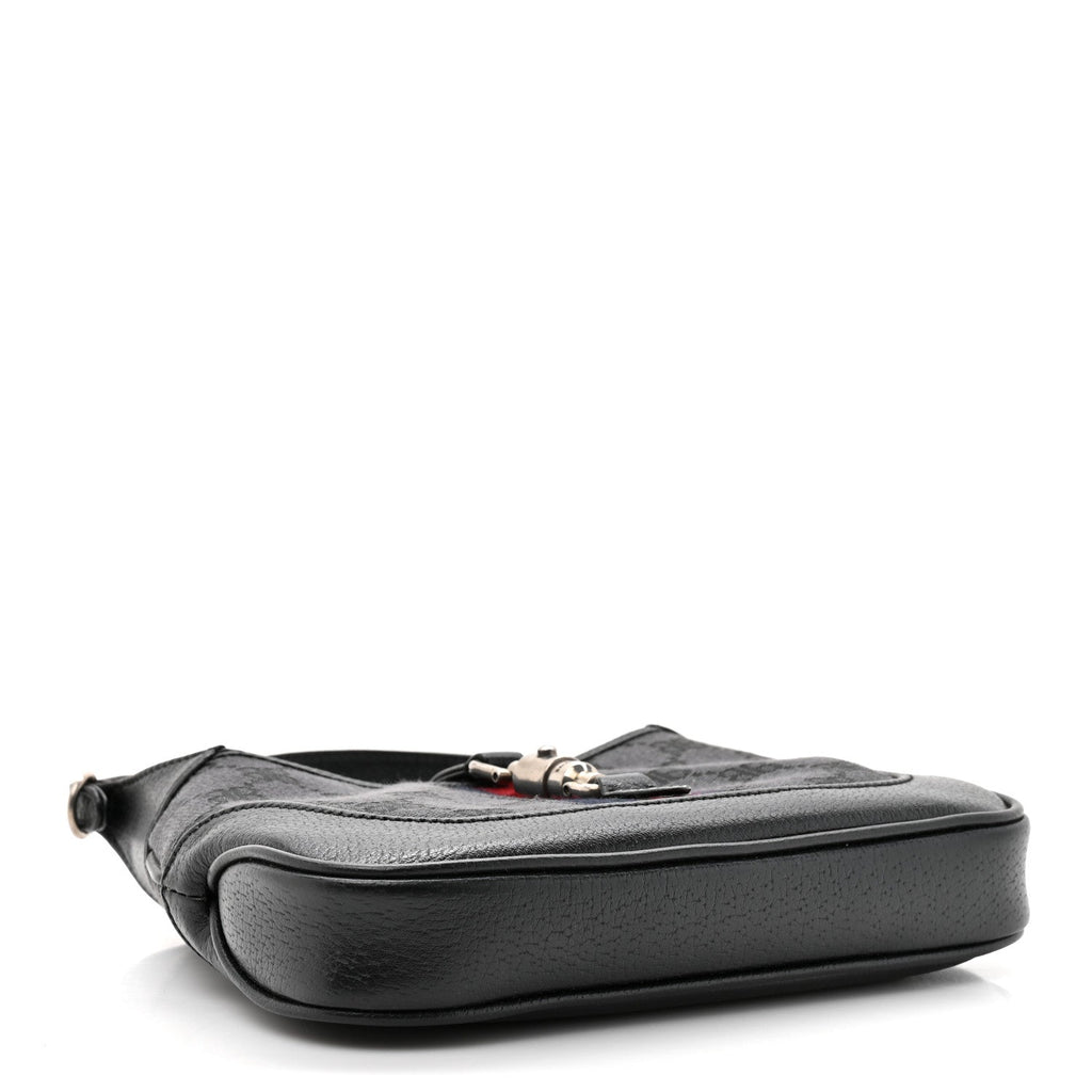 Gucci X BALENCIAGA BB Monogram Calfskin Web Mini Jackie 1961 Hobo Black