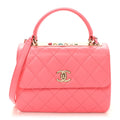 Chanel Lambskin Lacquered Quilted Mini Trendy CC Dual Handle Flap Bag Coral Pink
