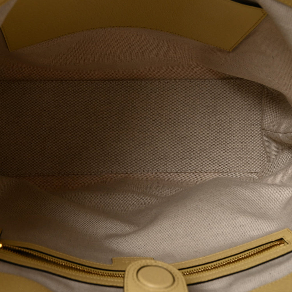 Gucci Monogram Jumbo GG Textured Dollar Calfskin Medium Ophidia Shopping Tote Beige Banana