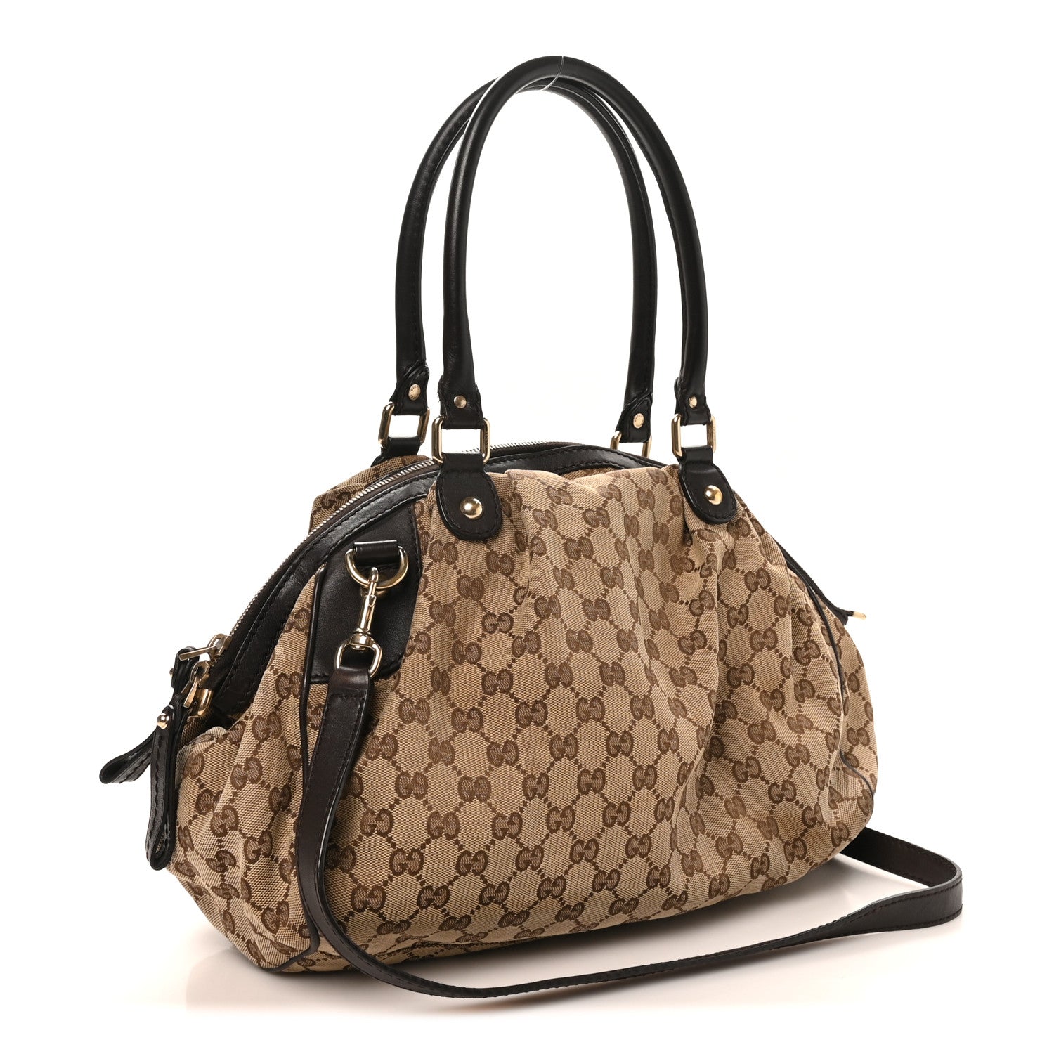 Gucci Monogram Medium Sukey Boston Bag Dark Brown