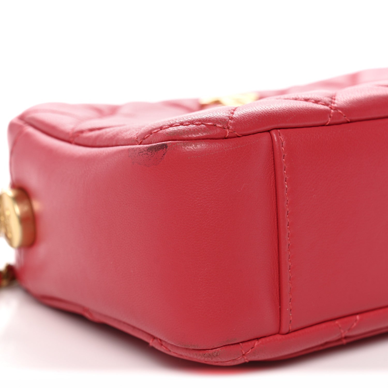 Chanel Lambskin Quilted CC Pearl Crush Camera Case Red