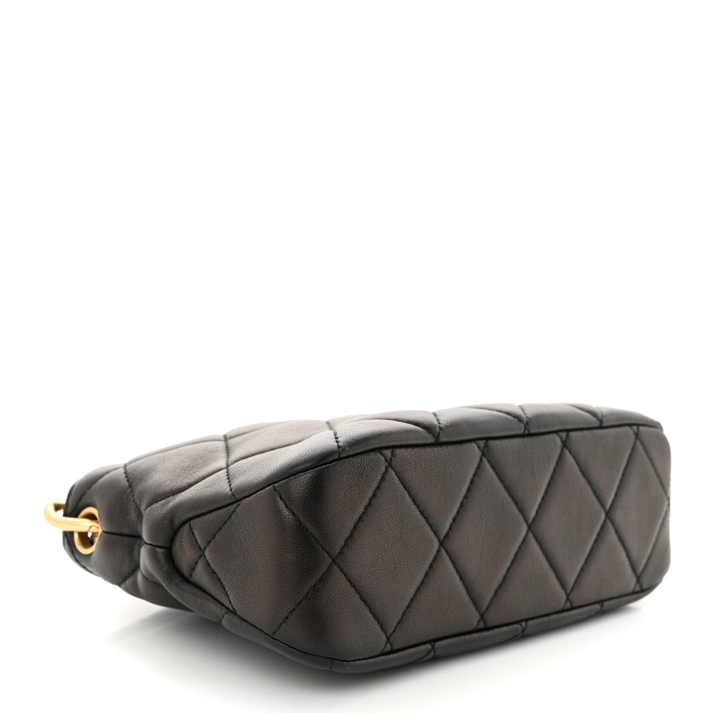 Chanel Lambskin Quilted Small CC Chain Hobo Black