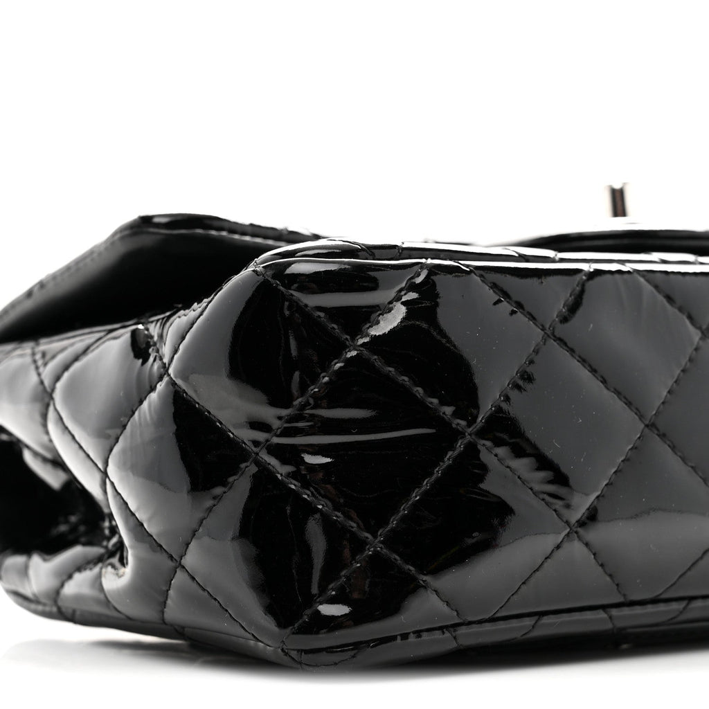 Chanel Patent Calfskin Quilted Mini Rectangular Flap Black